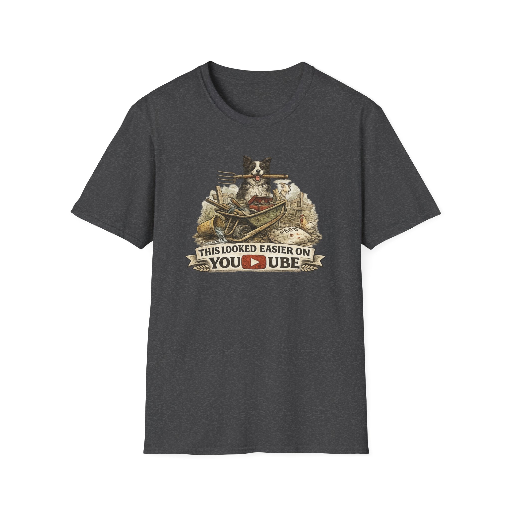 T-Shirt — "This Looked Easier on YouTube" Funny Gardening Dog Tee