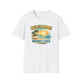 Beach More Worry Less T-Shirt — Vintage Sunset Palm Beach Graphic Tee