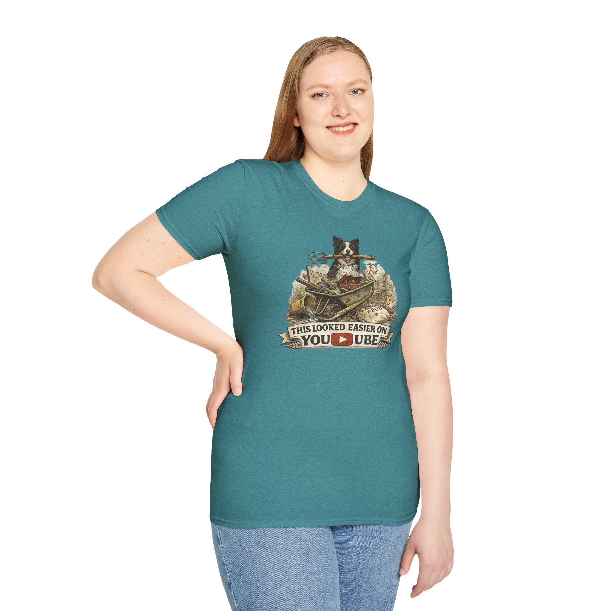T-Shirt — "This Looked Easier on YouTube" Funny Gardening Dog Tee