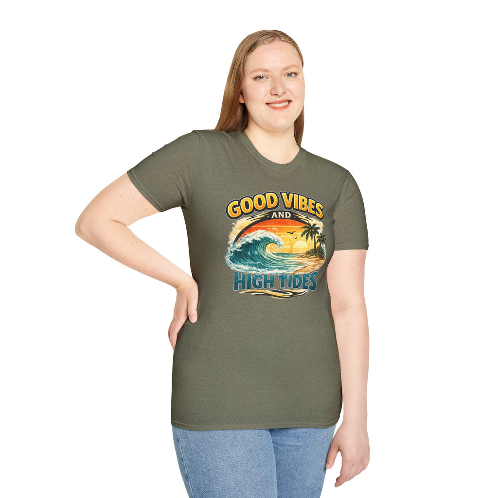 Good Vibes and High Tides T-Shirt — Vintage Beach Surf Tee