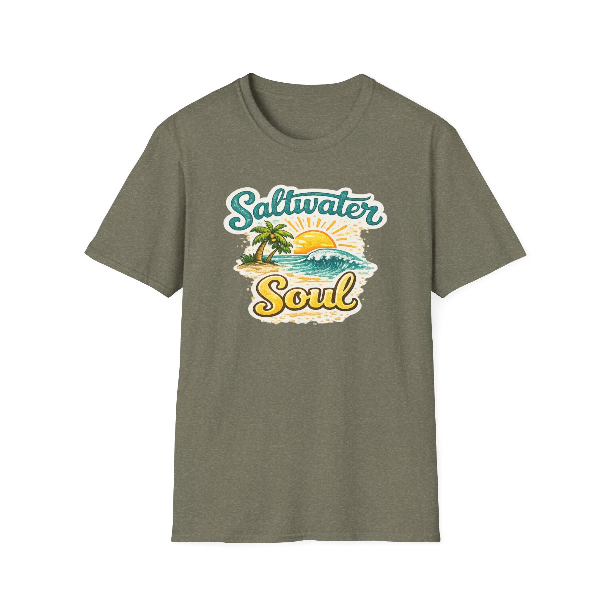 Saltwater Soul T-Shirt — Vintage Beach Sunset Tee for Ocean Lovers