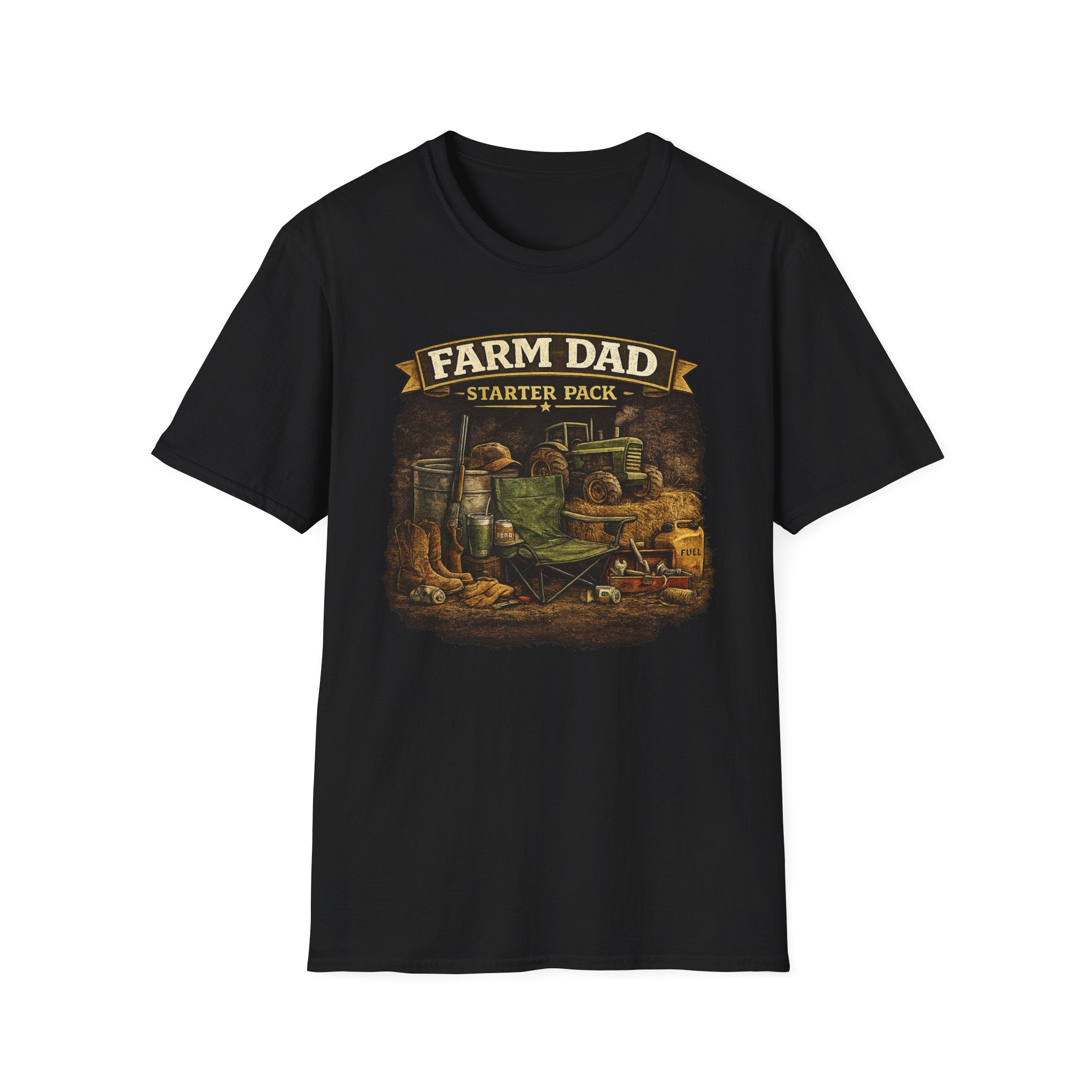 Farm Dad T-Shirt — "Farm Dad Starter Pack" Vintage Tractor Tee