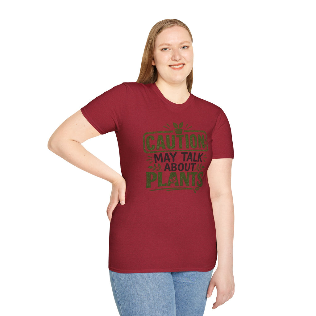 Plant Lover T‑Shirt — "Caution: May Talk About Plants" Botanical Graphic Tee