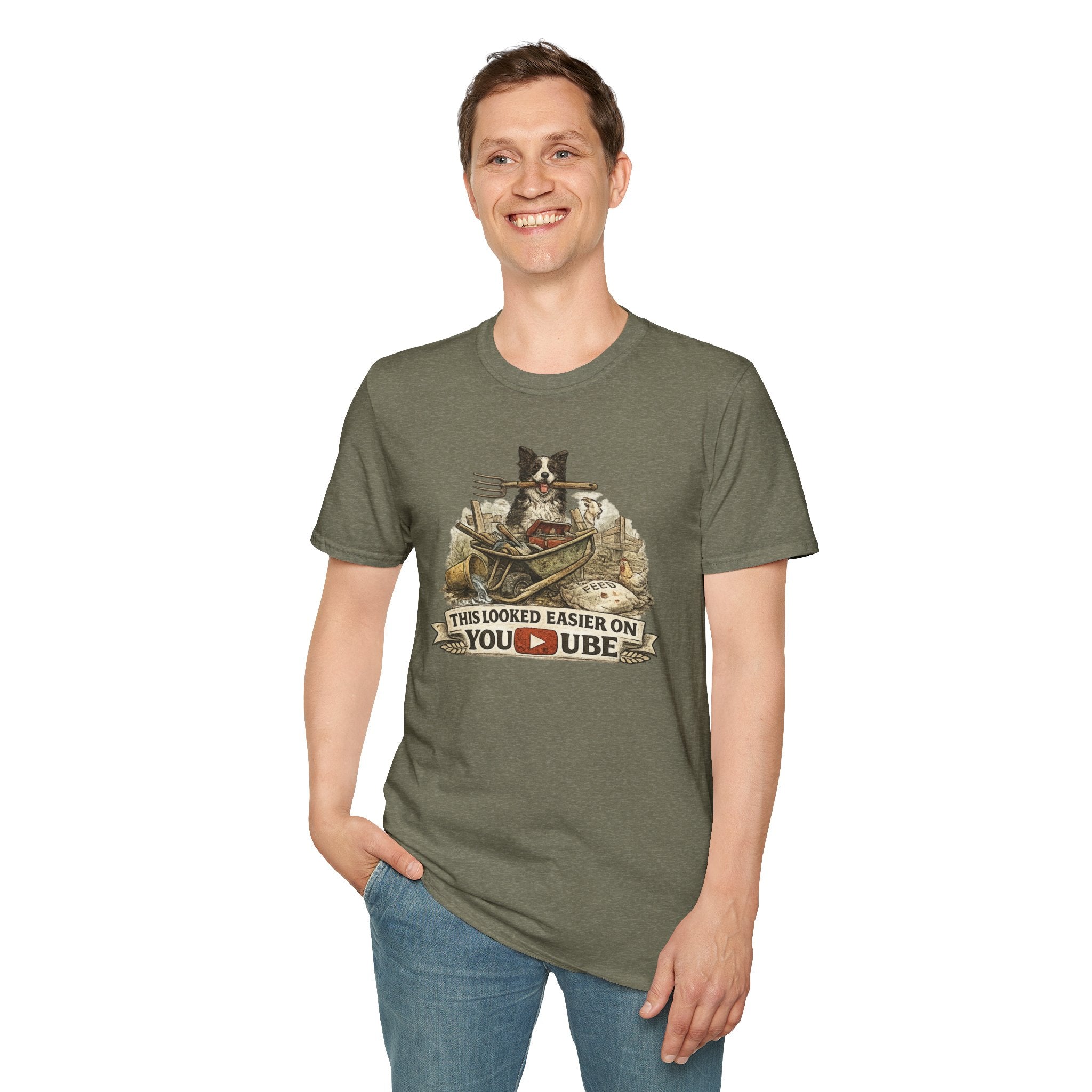 T-Shirt — "This Looked Easier on YouTube" Funny Gardening Dog Tee