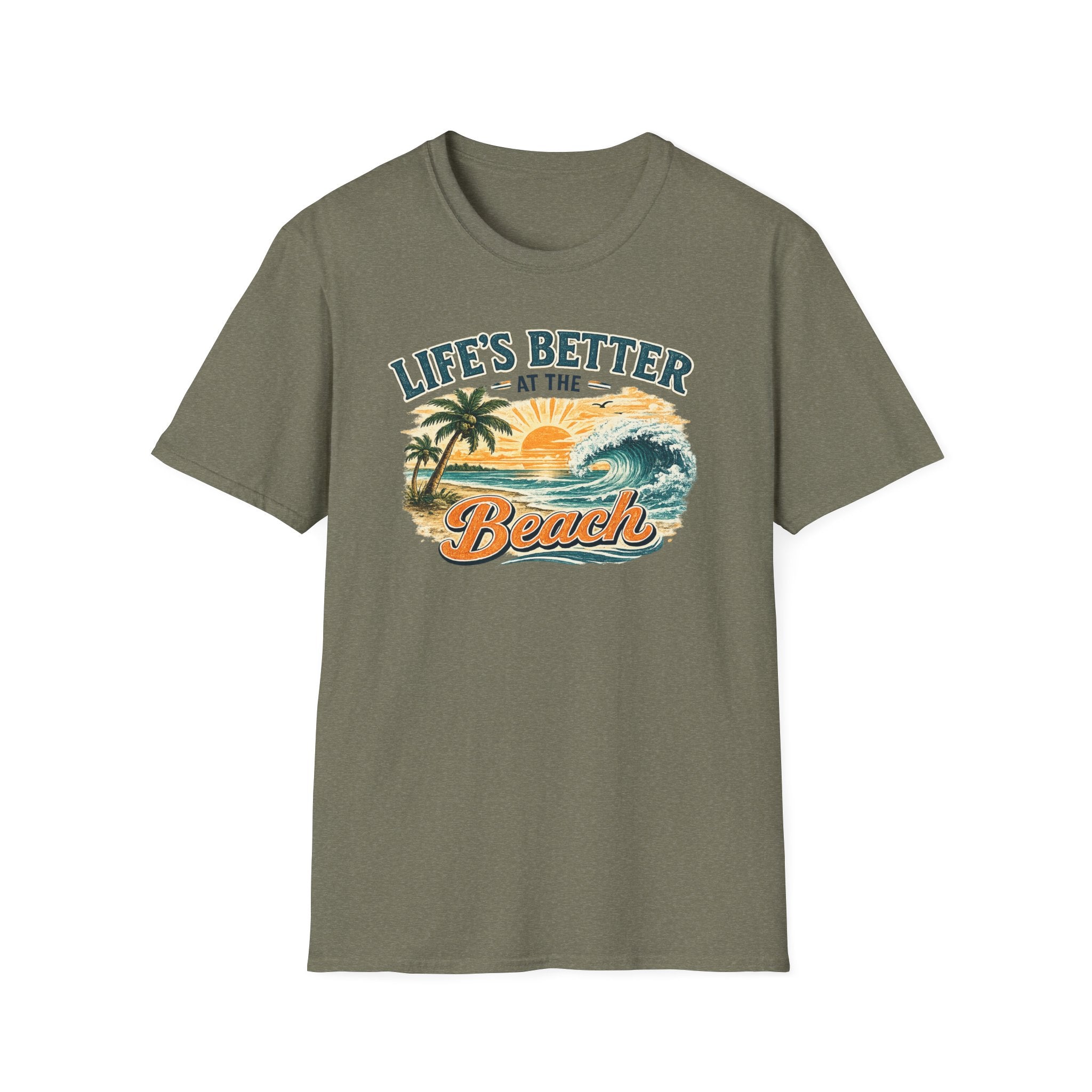 Beach T-Shirt — “Life’s Better at the Beach” Vintage Sunset Tee