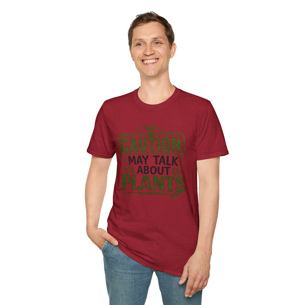 Plant Lover T‑Shirt — "Caution: May Talk About Plants" Botanical Graphic Tee