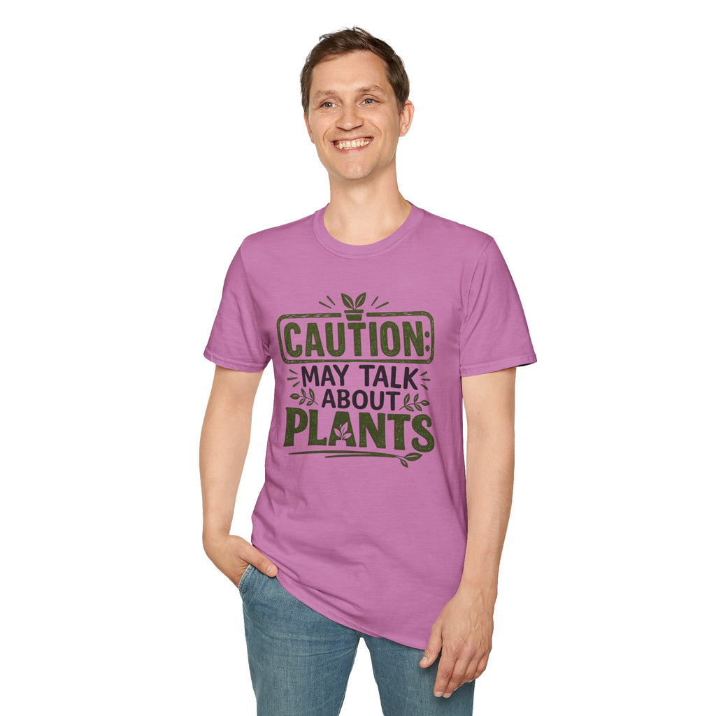 Plant Lover T‑Shirt — "Caution: May Talk About Plants" Botanical Graphic Tee