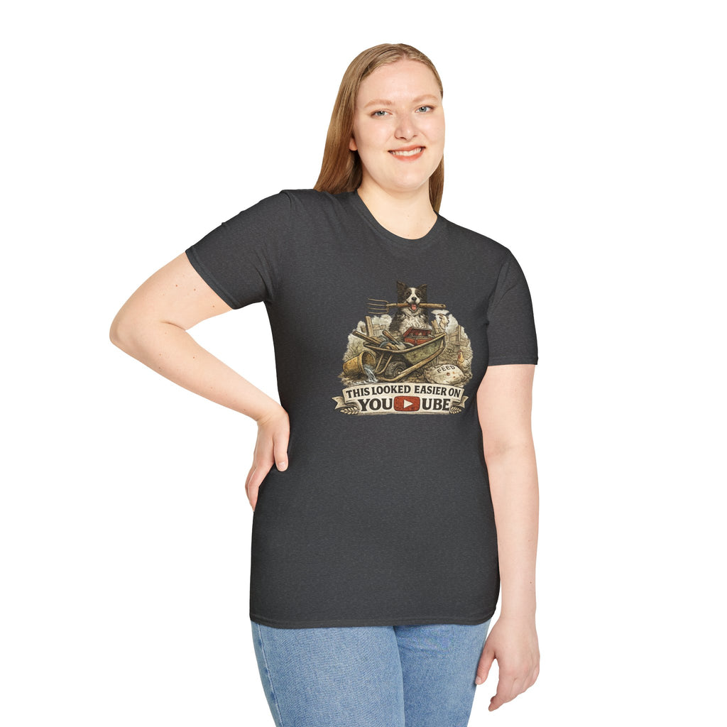 T-Shirt — "This Looked Easier on YouTube" Funny Gardening Dog Tee