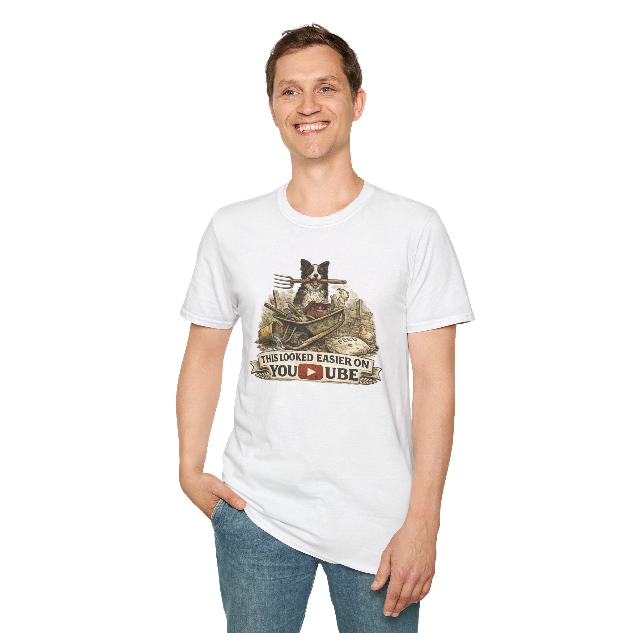 T-Shirt — "This Looked Easier on YouTube" Funny Gardening Dog Tee