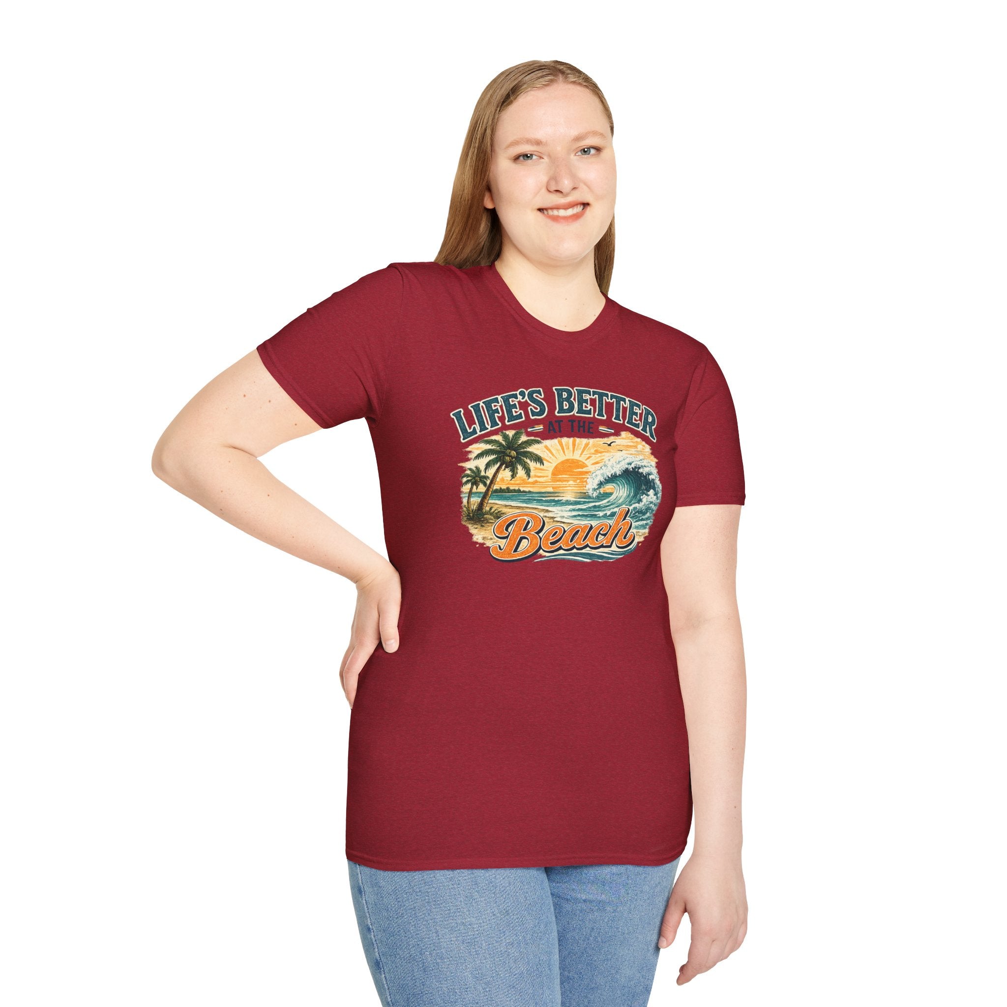 Beach T-Shirt — “Life’s Better at the Beach” Vintage Sunset Tee