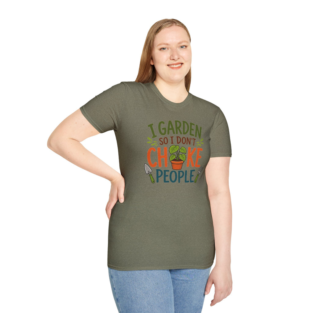 Gardening T-Shirt — "I Garden So I Don’t Choke People" Funny Plant Lover Tee