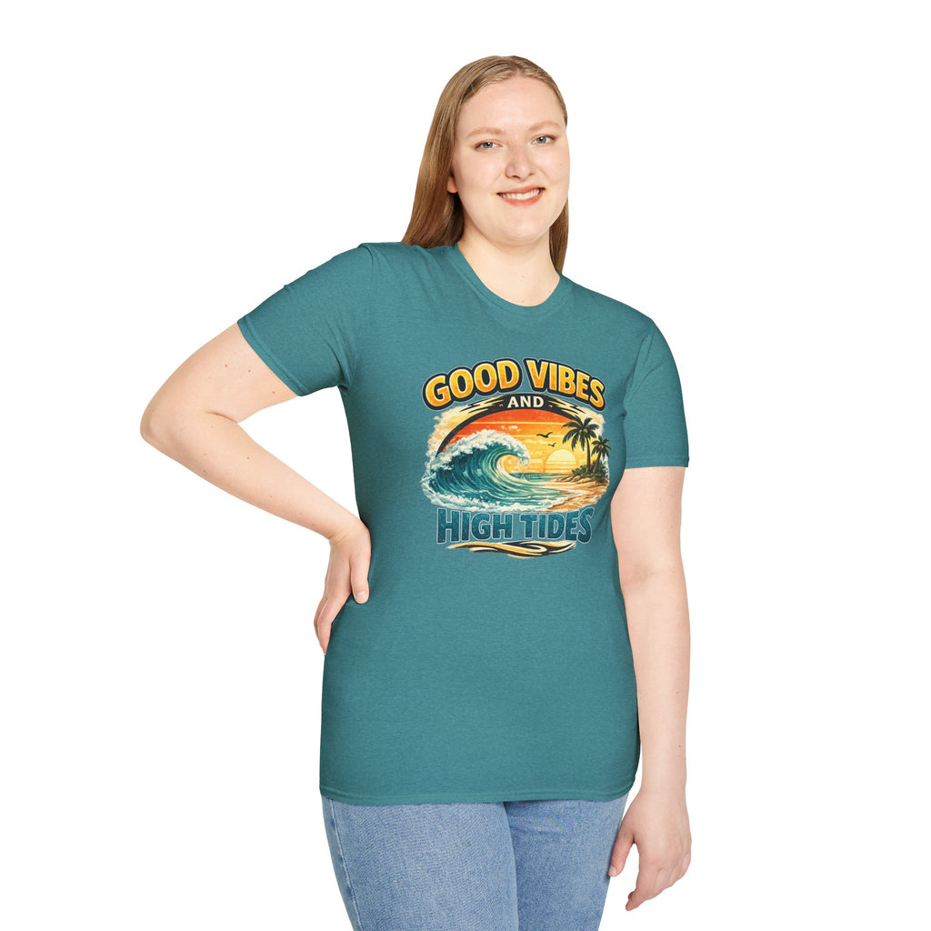 Good Vibes and High Tides T-Shirt — Vintage Beach Surf Tee