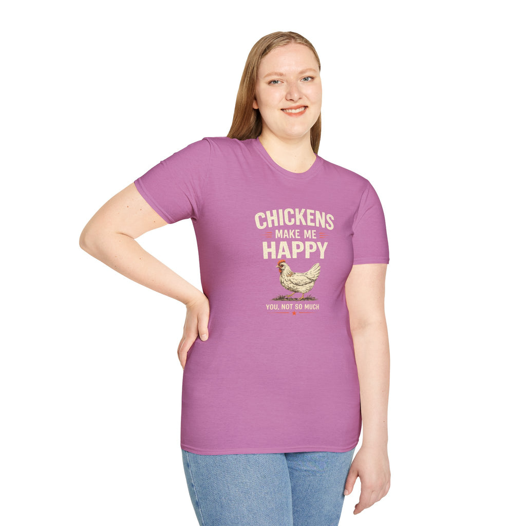 Chickens Make Me Happy T‑Shirt — Funny Chicken Lover Farm Animal Tee