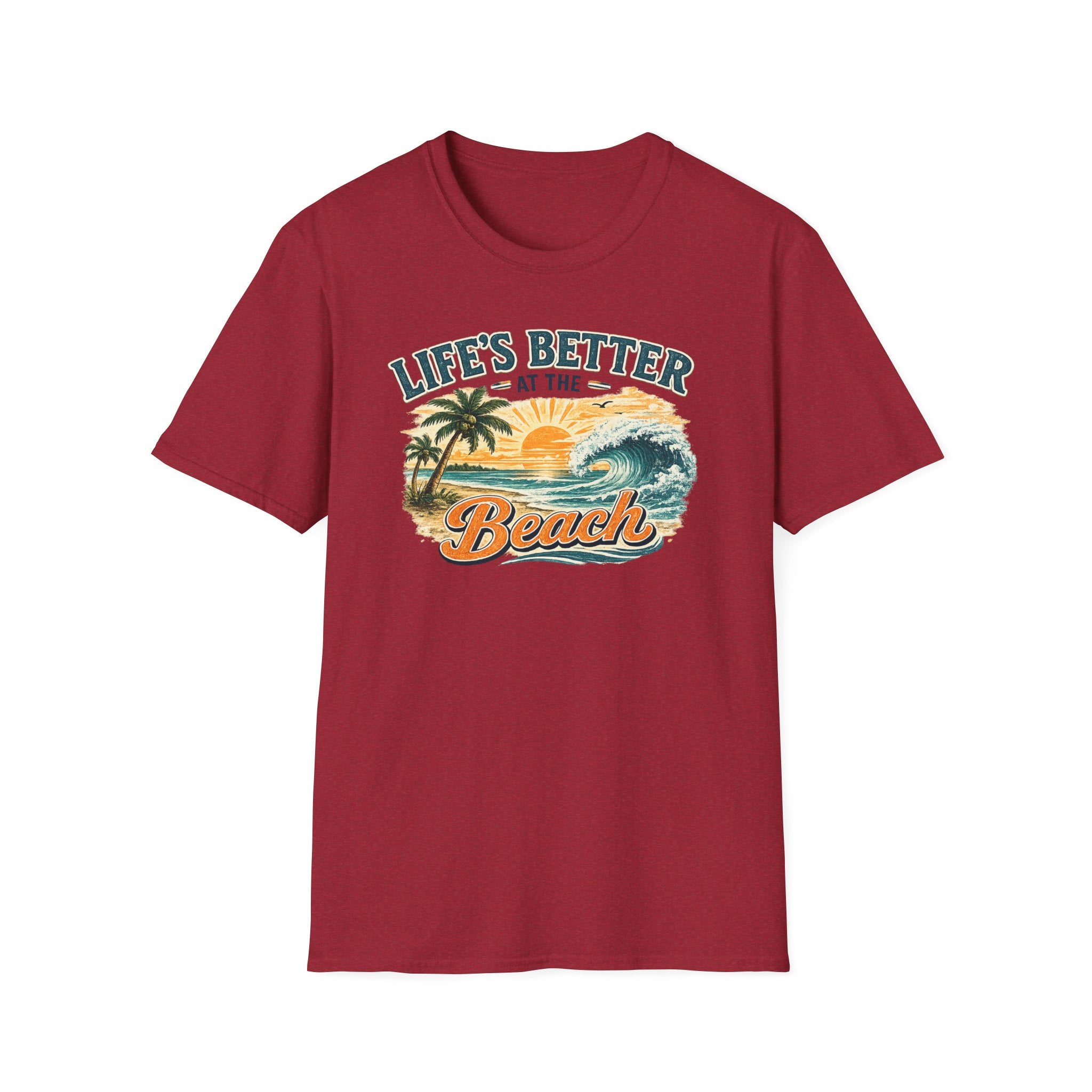 Beach T-Shirt — “Life’s Better at the Beach” Vintage Sunset Tee