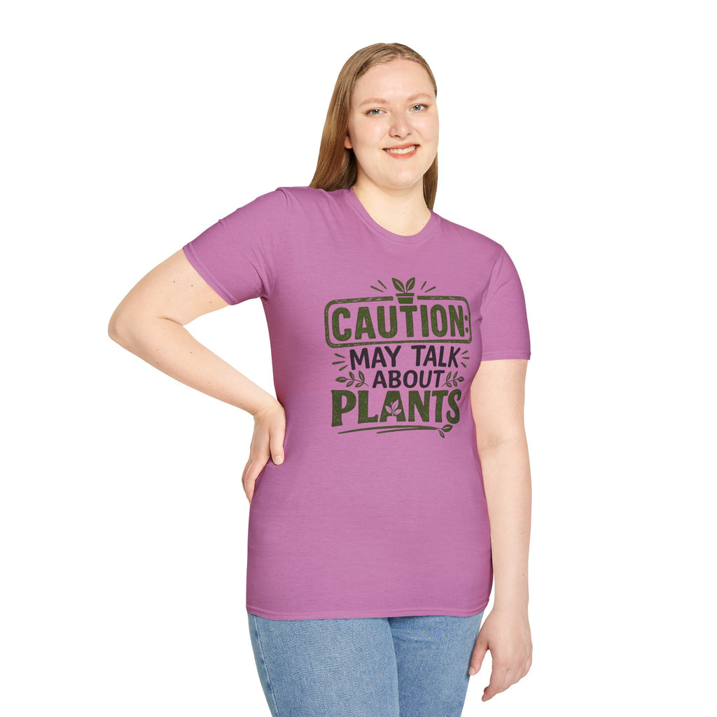 Plant Lover T‑Shirt — "Caution: May Talk About Plants" Botanical Graphic Tee
