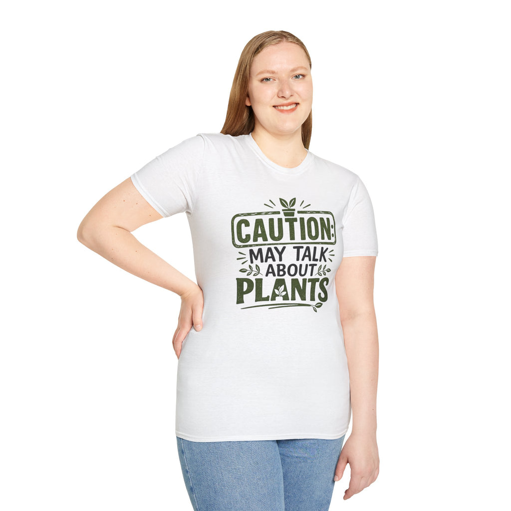 Plant Lover T‑Shirt — "Caution: May Talk About Plants" Botanical Graphic Tee