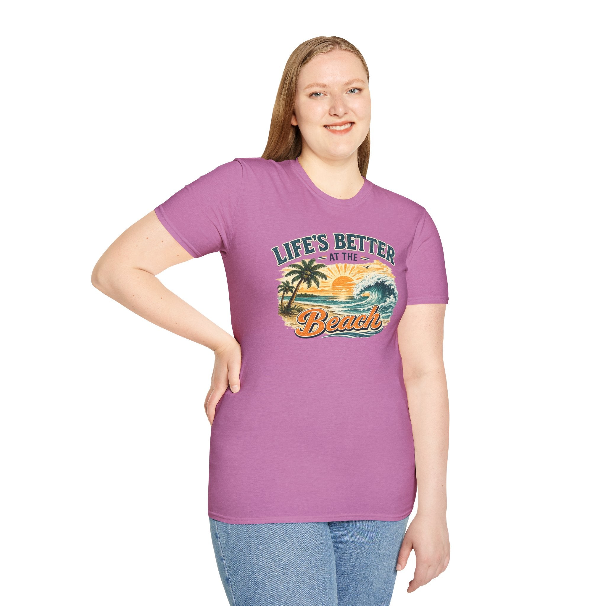 Beach T-Shirt — “Life’s Better at the Beach” Vintage Sunset Tee