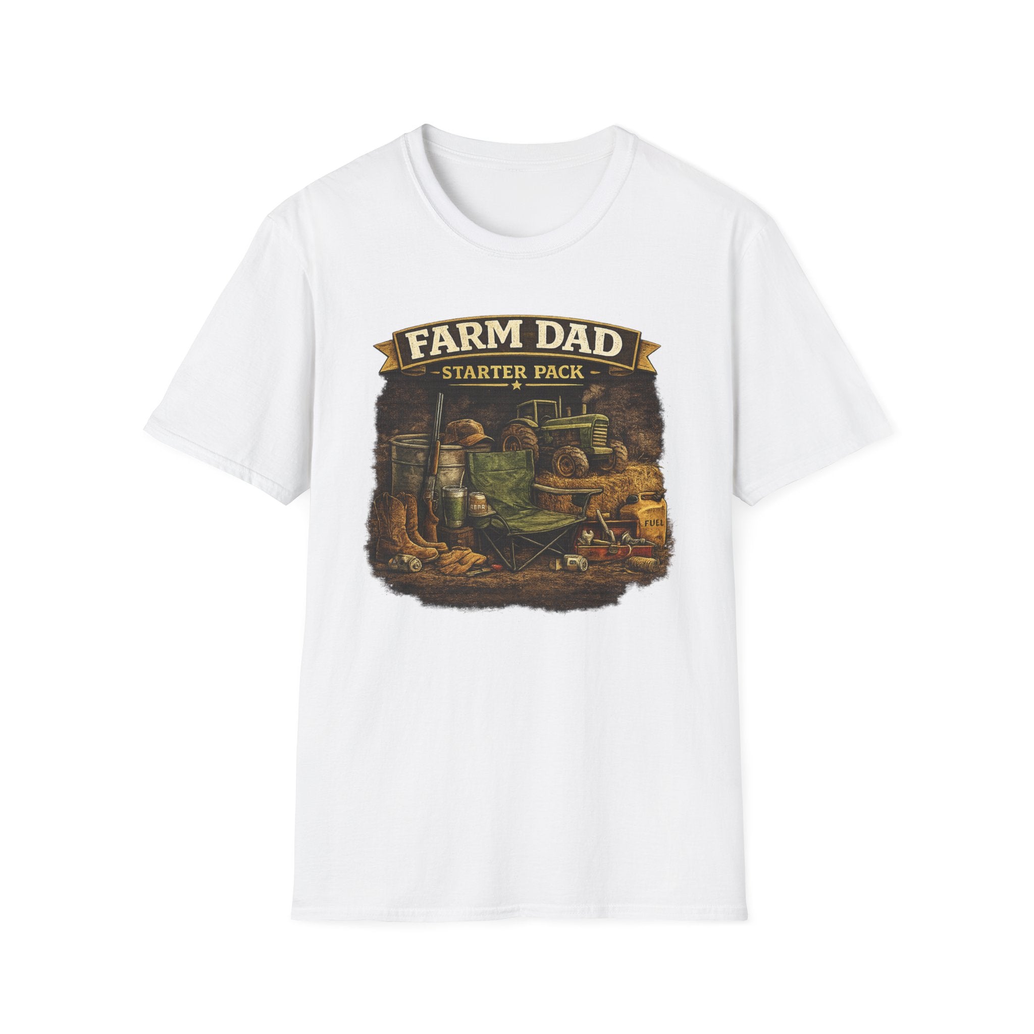 Farm Dad T-Shirt — "Farm Dad Starter Pack" Vintage Tractor Tee