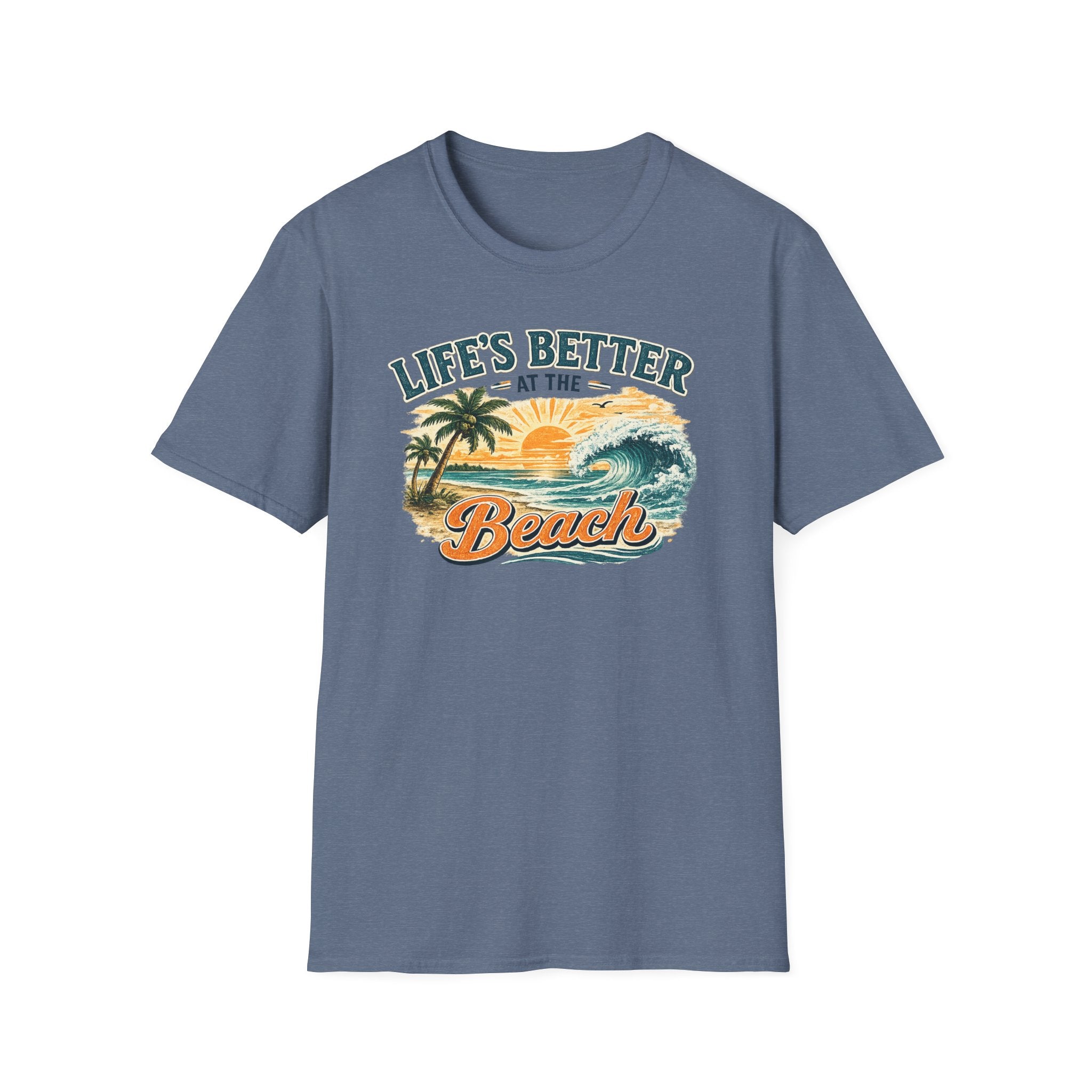 Beach T-Shirt — “Life’s Better at the Beach” Vintage Sunset Tee