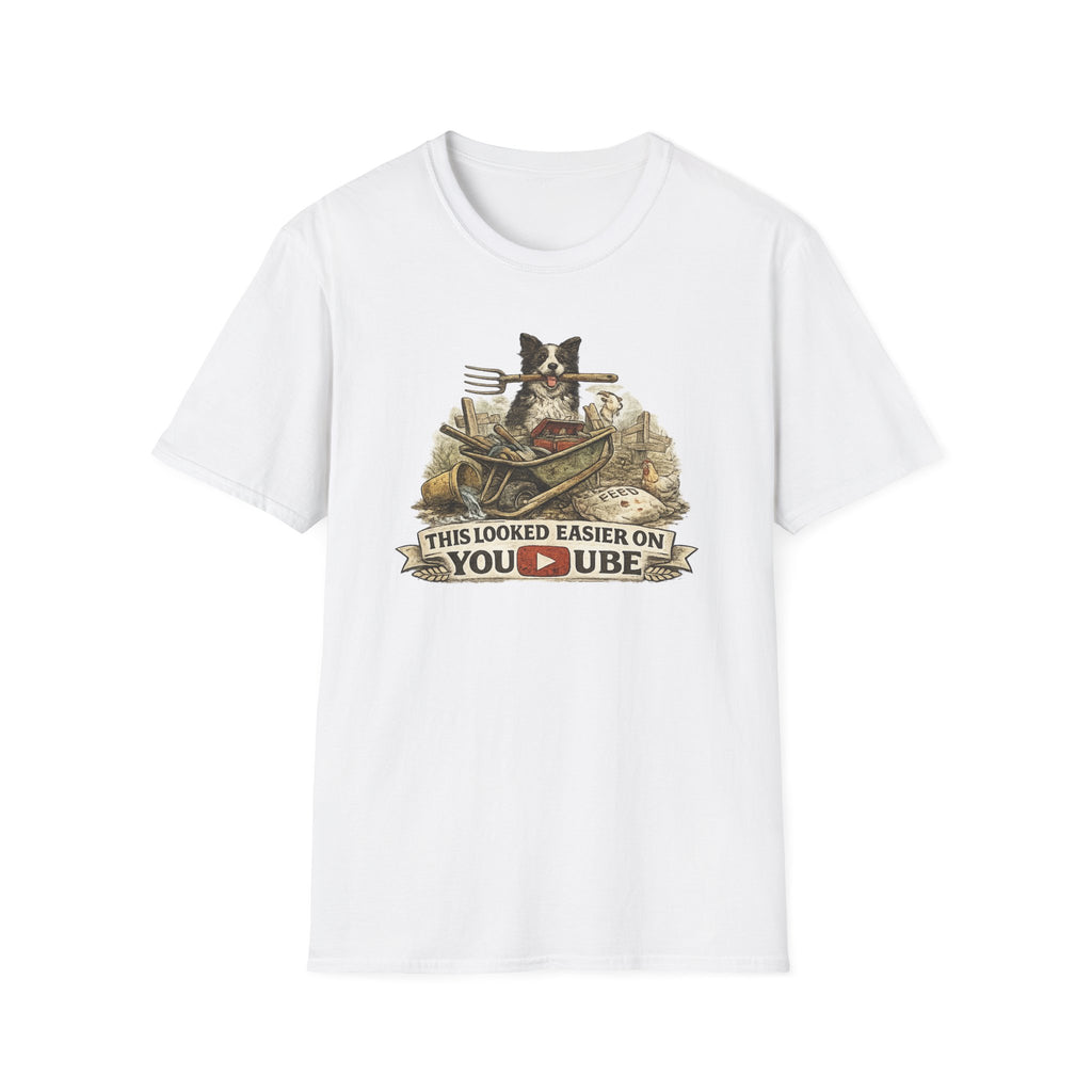 T-Shirt — "This Looked Easier on YouTube" Funny Gardening Dog Tee