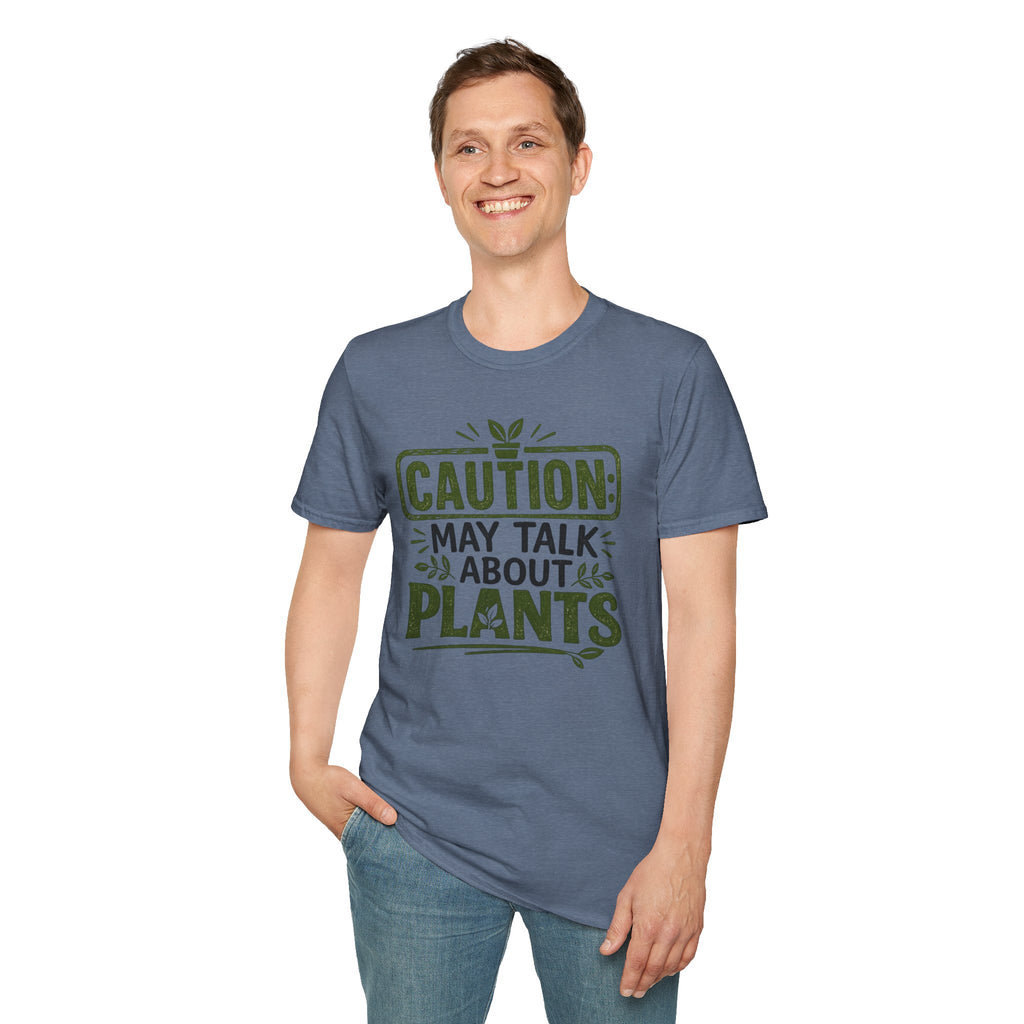 Plant Lover T‑Shirt — "Caution: May Talk About Plants" Botanical Graphic Tee
