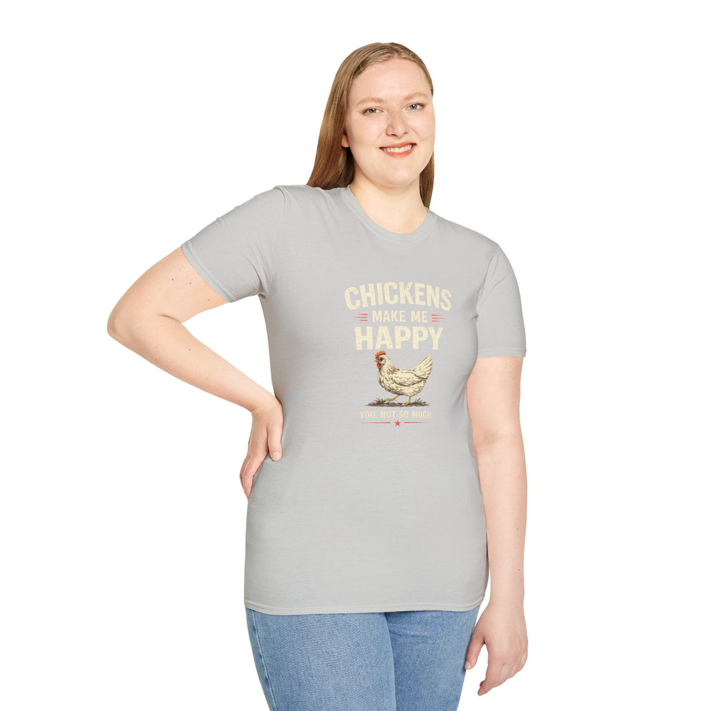 Chickens Make Me Happy T‑Shirt — Funny Chicken Lover Farm Animal Tee