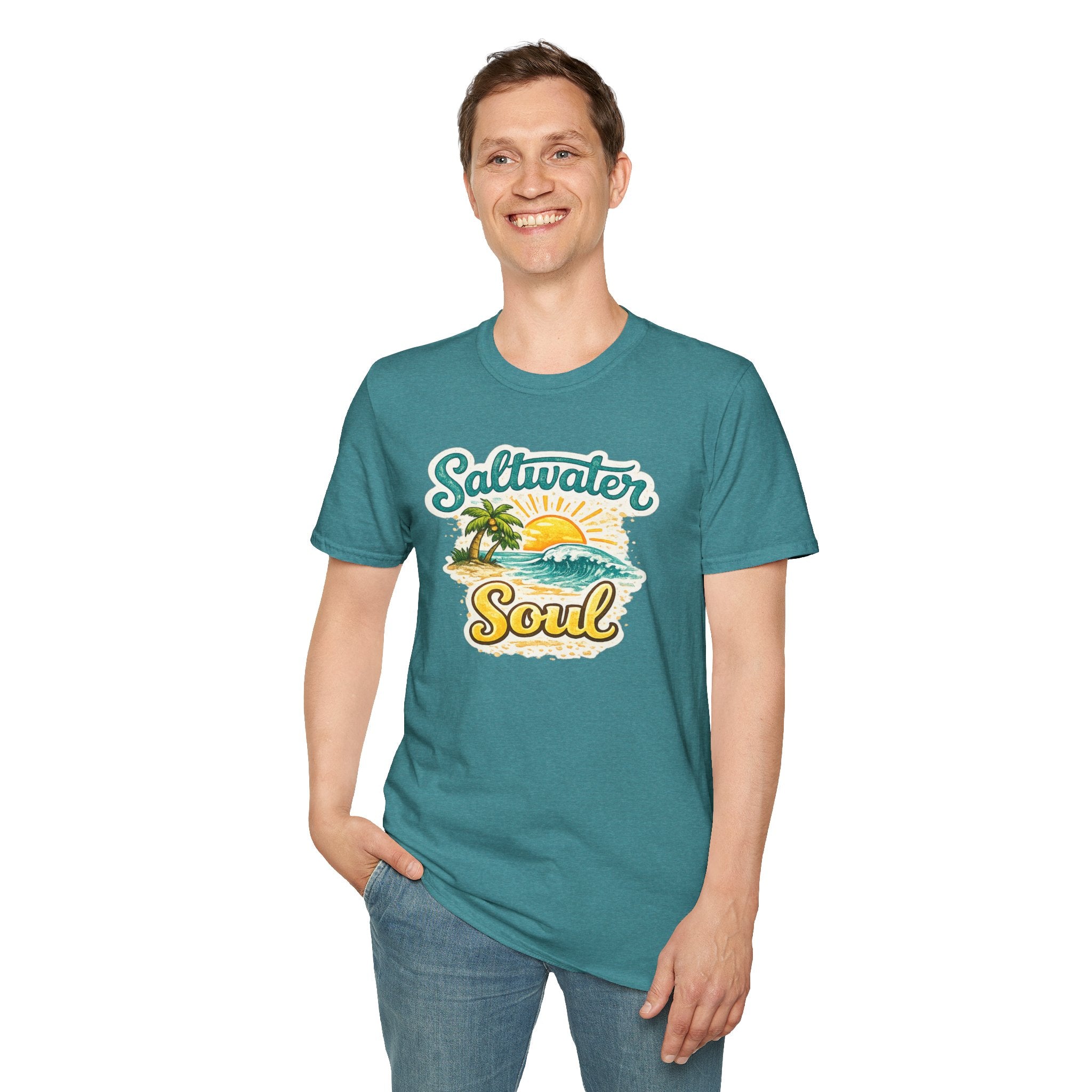 Saltwater Soul T-Shirt — Vintage Beach Sunset Tee for Ocean Lovers