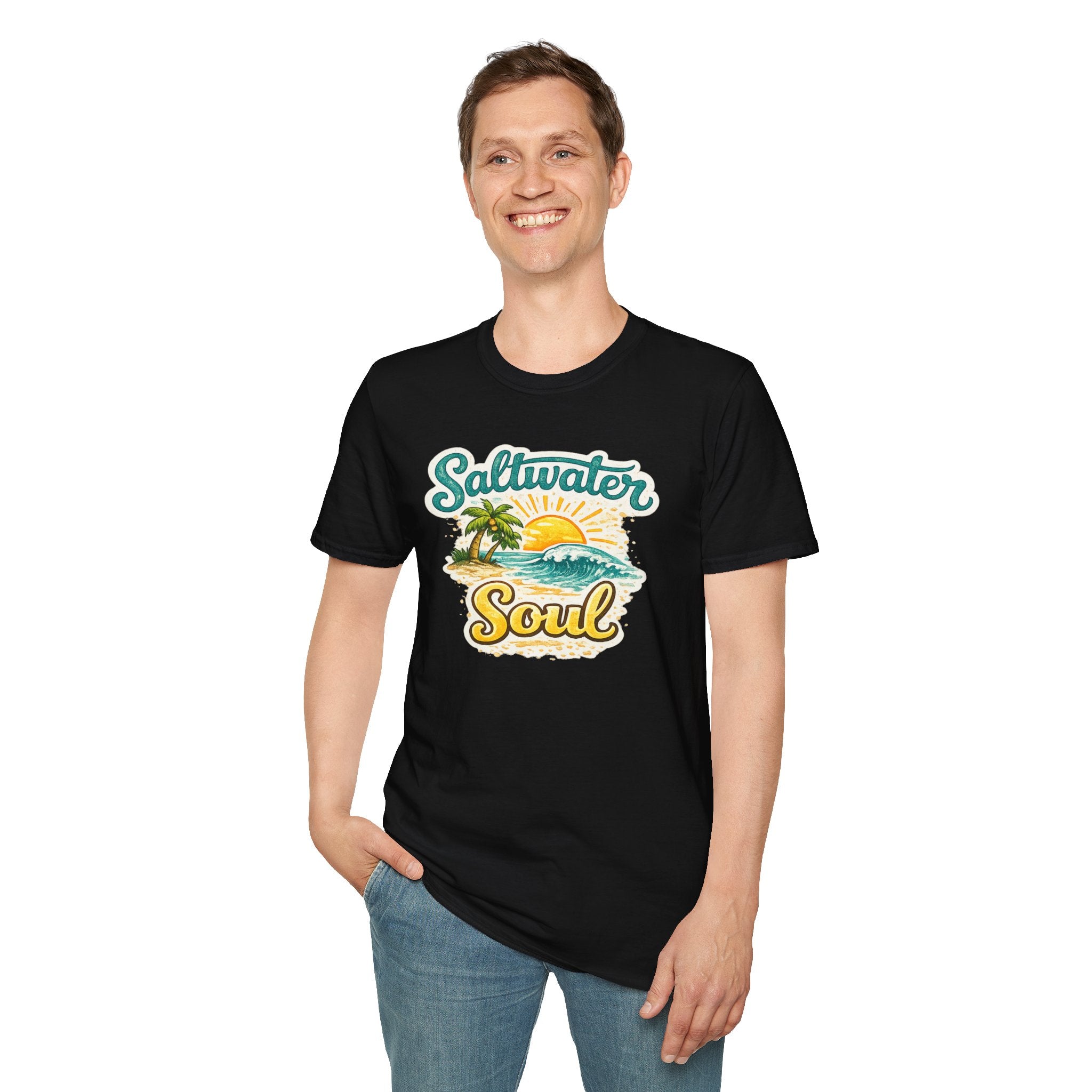 Saltwater Soul T-Shirt — Vintage Beach Sunset Tee for Ocean Lovers