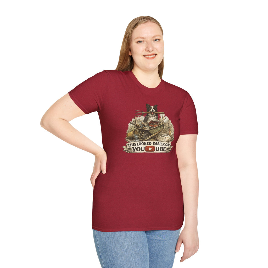 T-Shirt — "This Looked Easier on YouTube" Funny Gardening Dog Tee