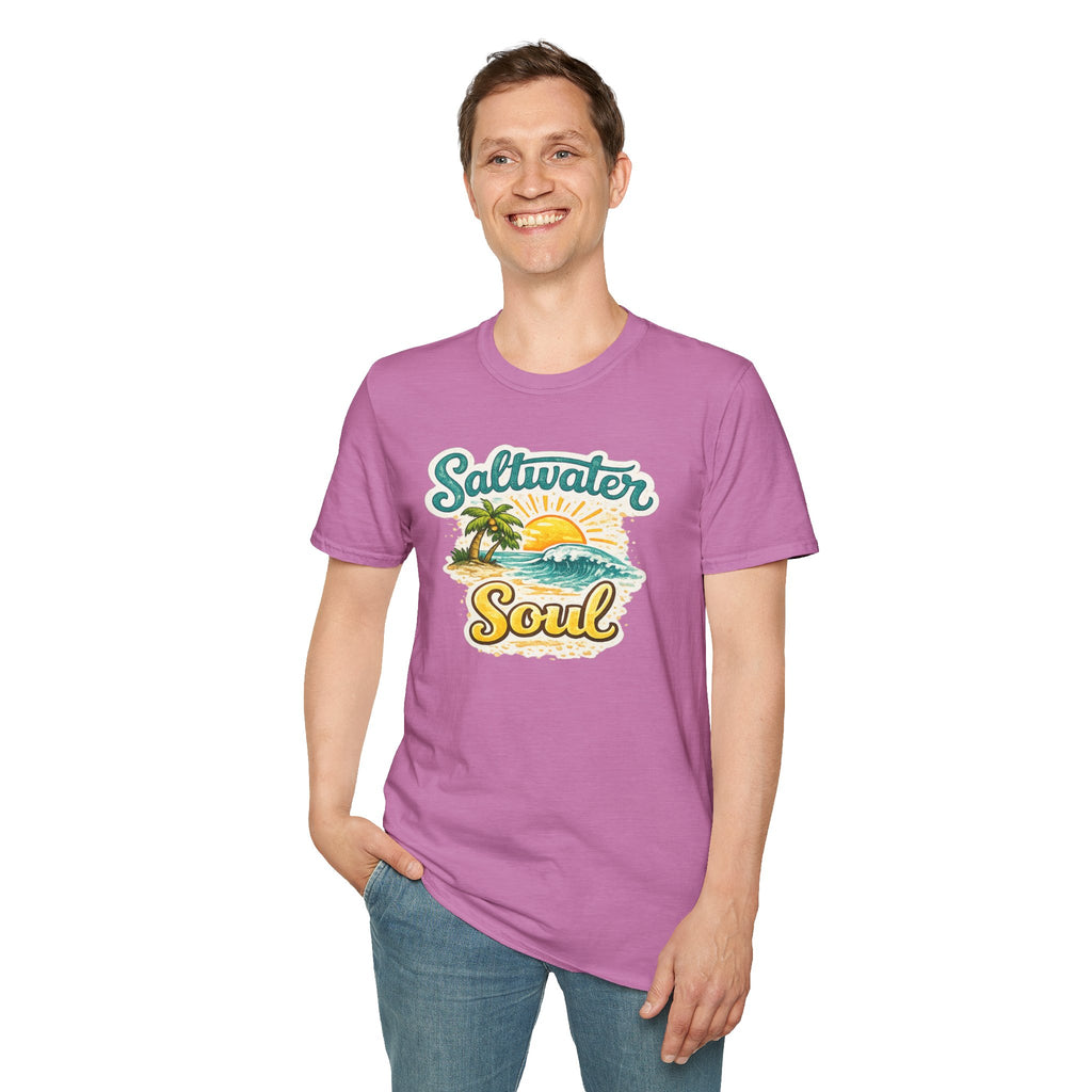 Saltwater Soul T-Shirt — Vintage Beach Sunset Tee for Ocean Lovers