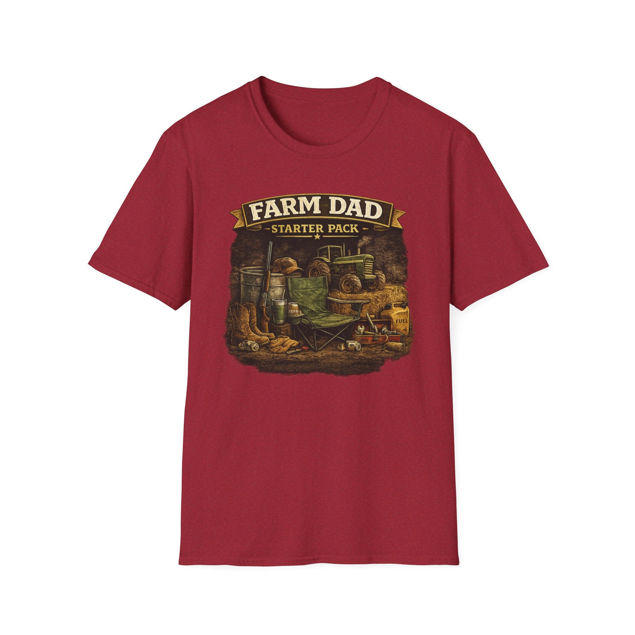 Farm Dad T-Shirt — "Farm Dad Starter Pack" Vintage Tractor Tee