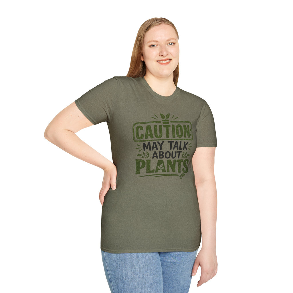 Plant Lover T‑Shirt — "Caution: May Talk About Plants" Botanical Graphic Tee