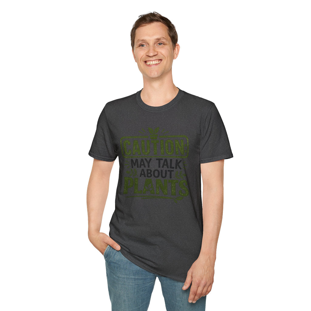 Plant Lover T‑Shirt — "Caution: May Talk About Plants" Botanical Graphic Tee
