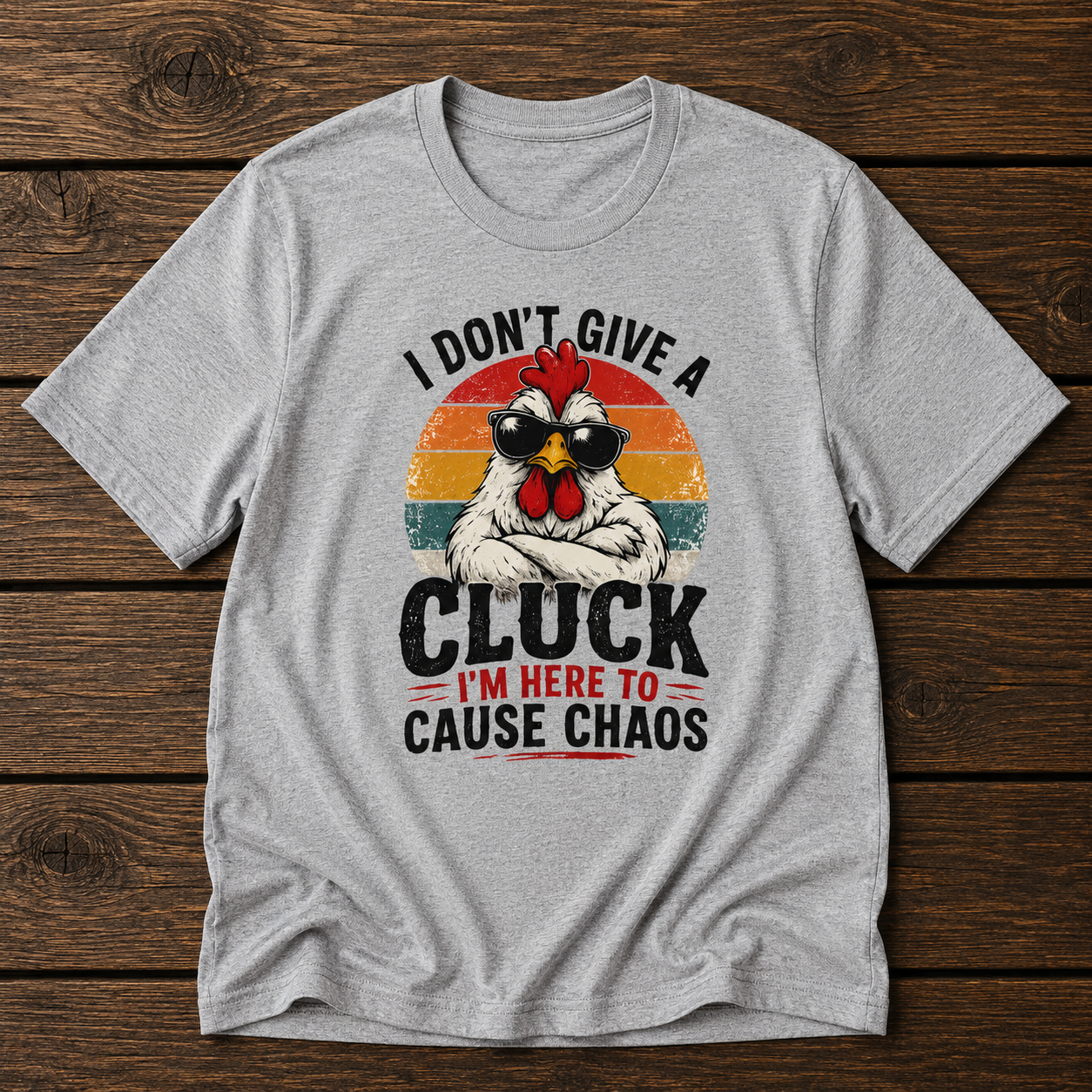 Chicken Tee — "I Don't Give a Cluck" Retro Graphic T-Shirt