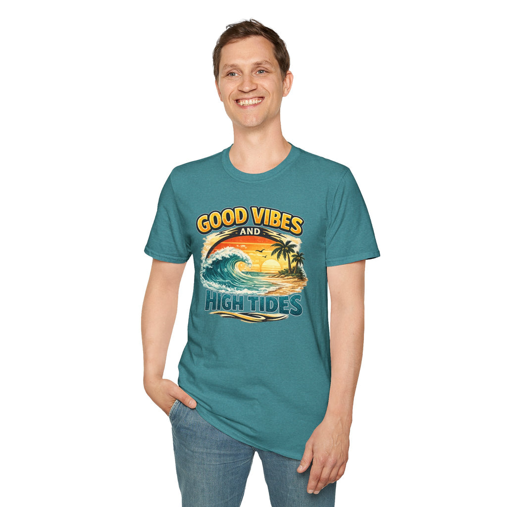 Good Vibes and High Tides T-Shirt — Vintage Beach Surf Tee
