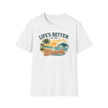 Beach T-Shirt — “Life’s Better at the Beach” Vintage Sunset Tee