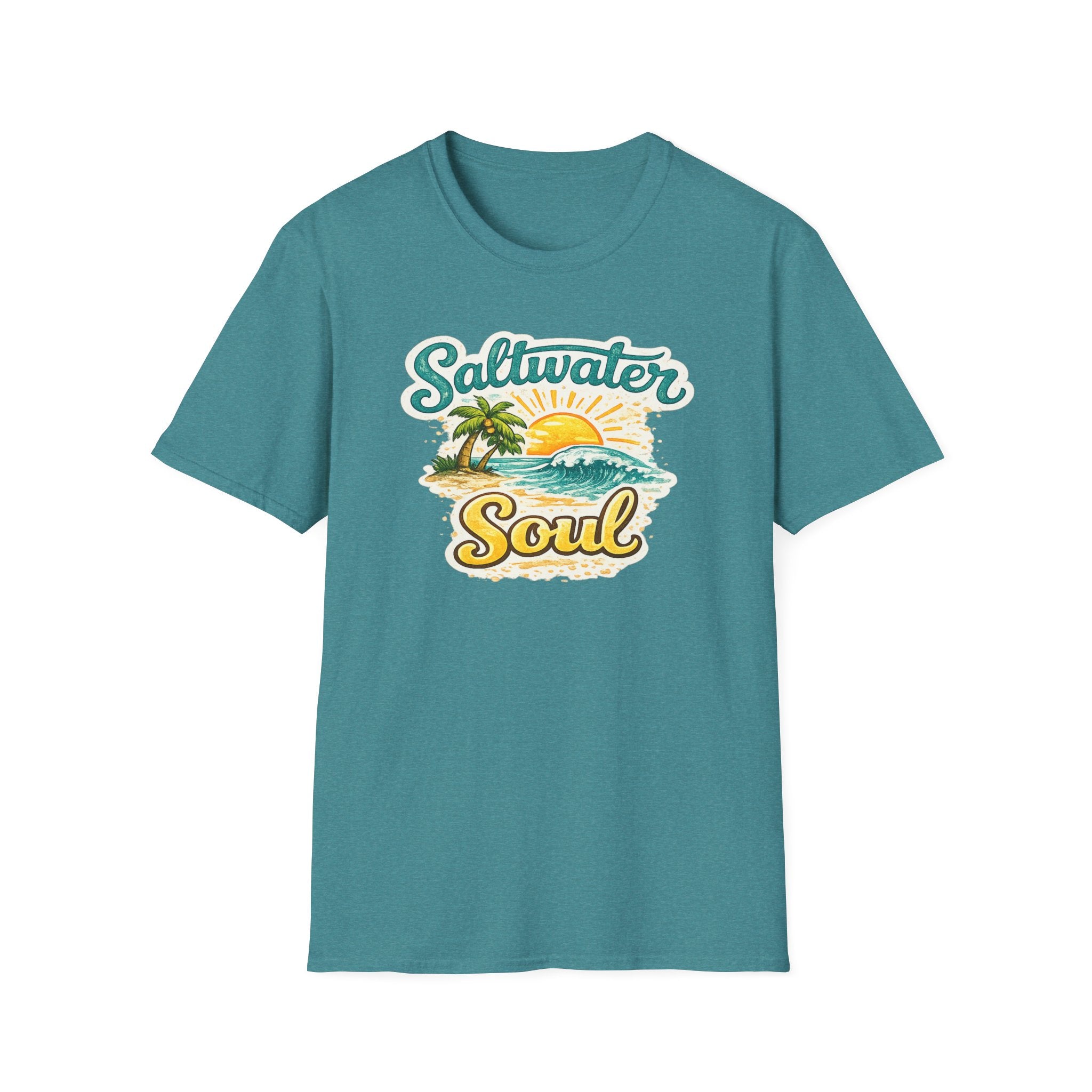 Saltwater Soul T-Shirt — Vintage Beach Sunset Tee for Ocean Lovers