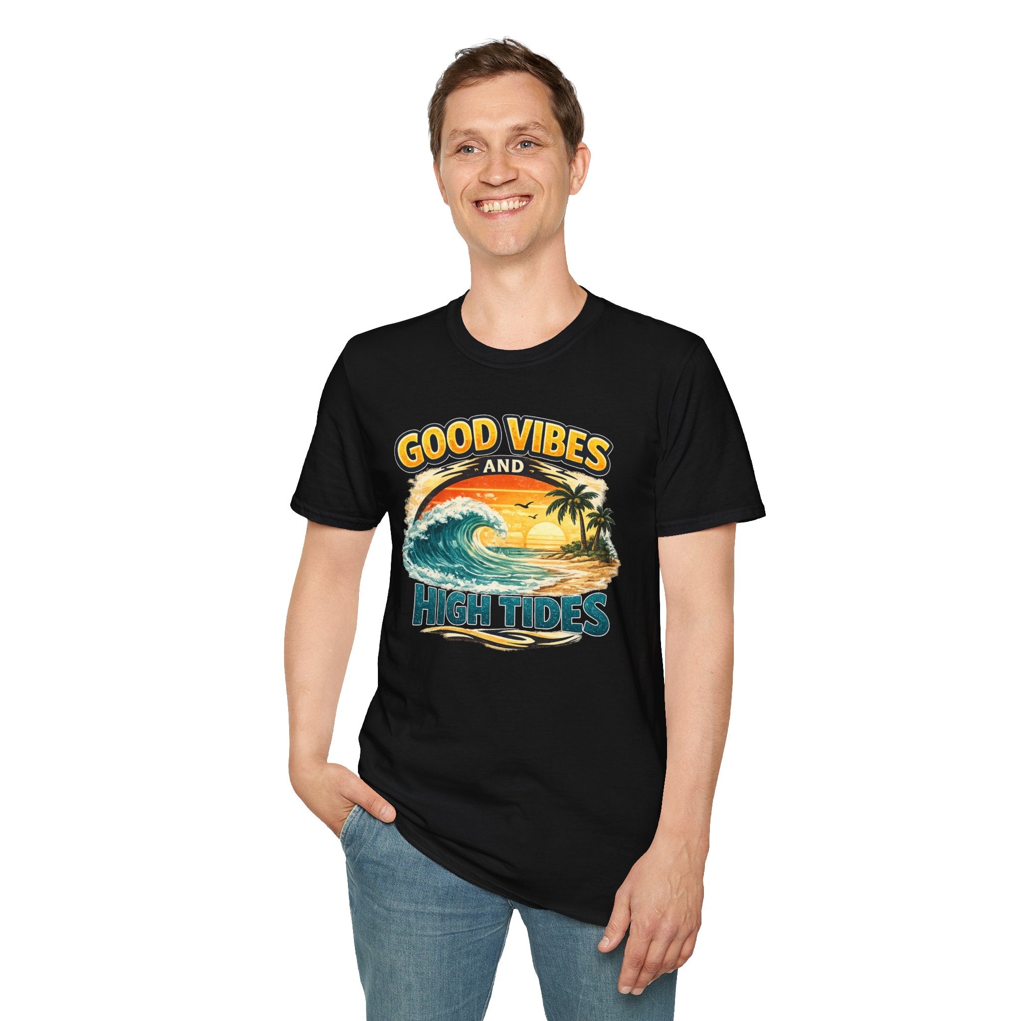 Good Vibes and High Tides T-Shirt — Vintage Beach Surf Tee