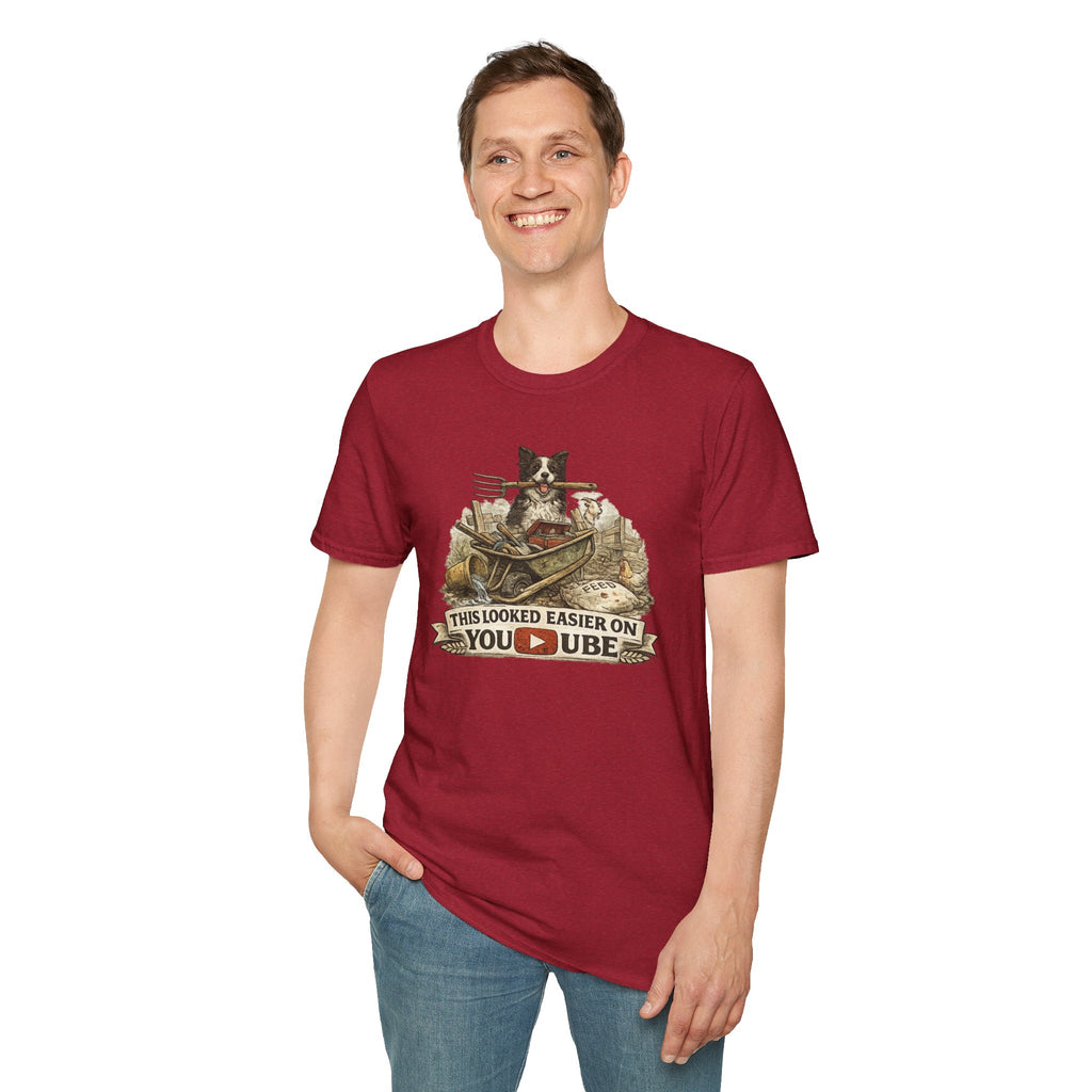 T-Shirt — "This Looked Easier on YouTube" Funny Gardening Dog Tee