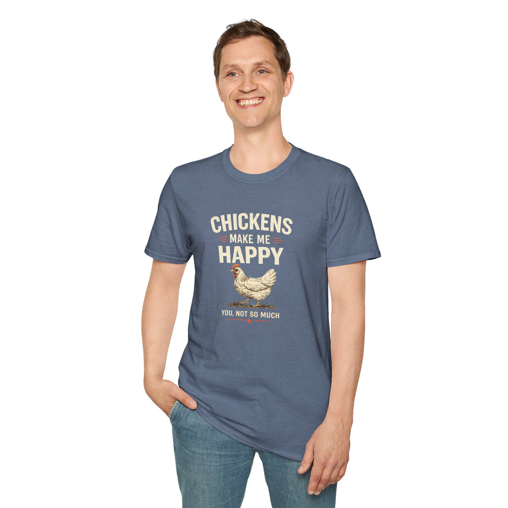 Chickens Make Me Happy T‑Shirt — Funny Chicken Lover Farm Animal Tee