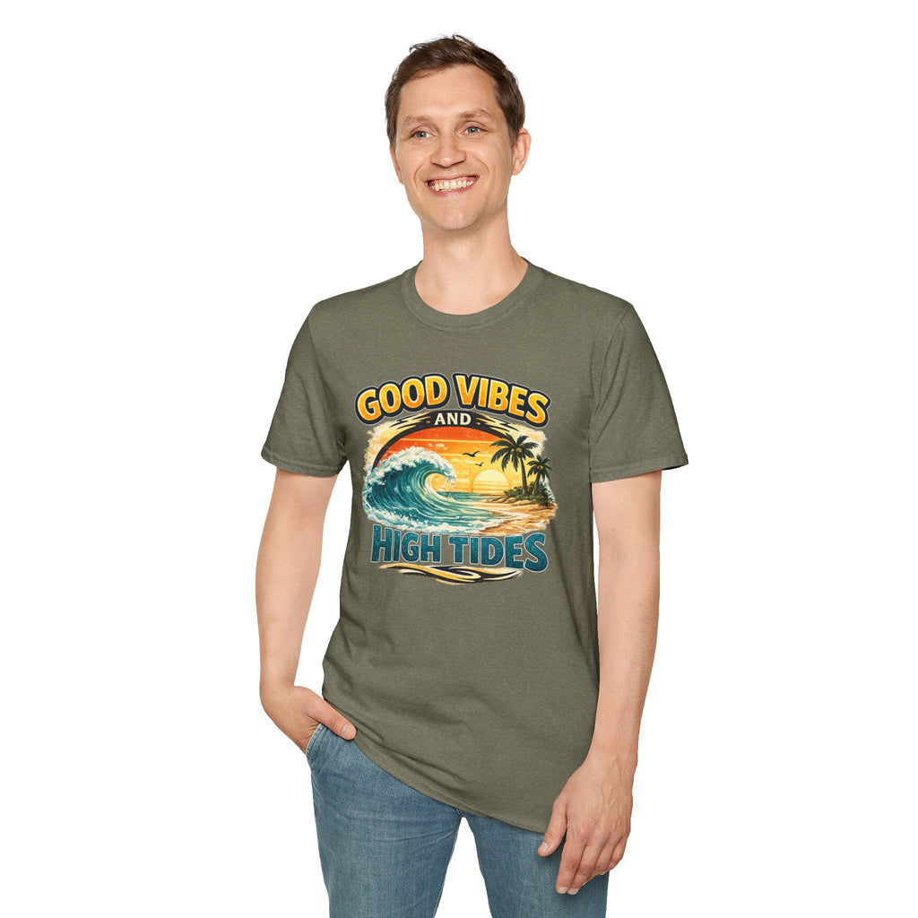 Good Vibes and High Tides T-Shirt — Vintage Beach Surf Tee