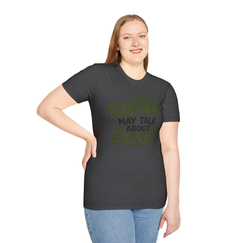 Plant Lover T‑Shirt — "Caution: May Talk About Plants" Botanical Graphic Tee