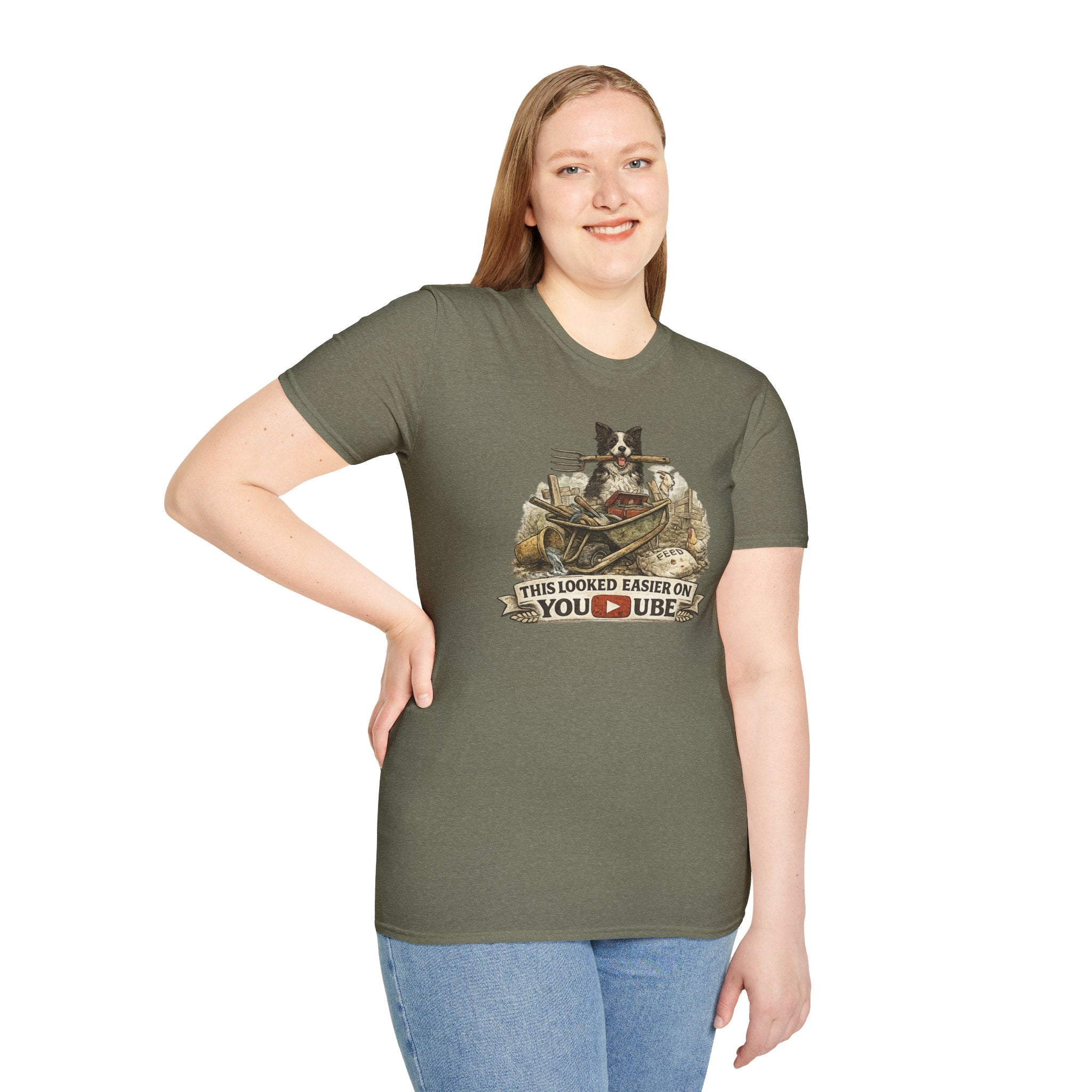 T-Shirt — "This Looked Easier on YouTube" Funny Gardening Dog Tee