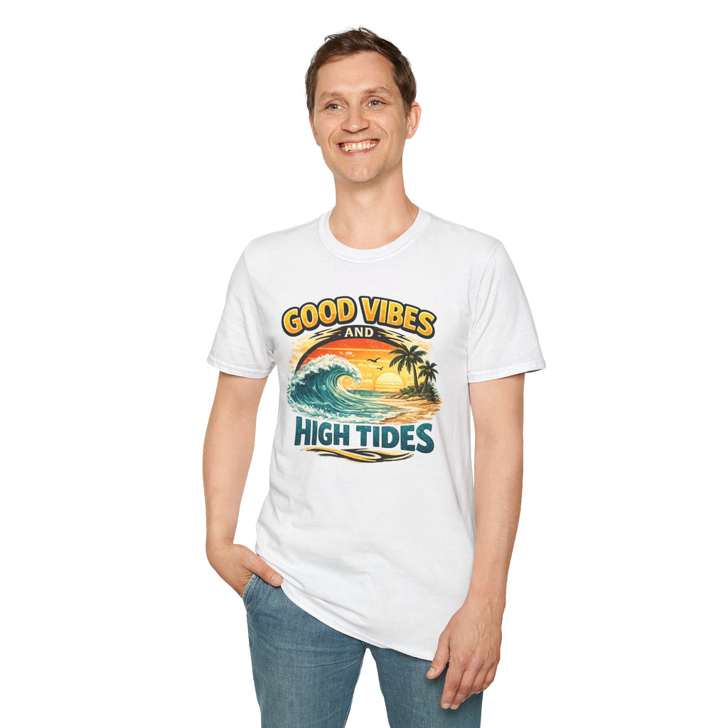 Good Vibes and High Tides T-Shirt — Vintage Beach Surf Tee
