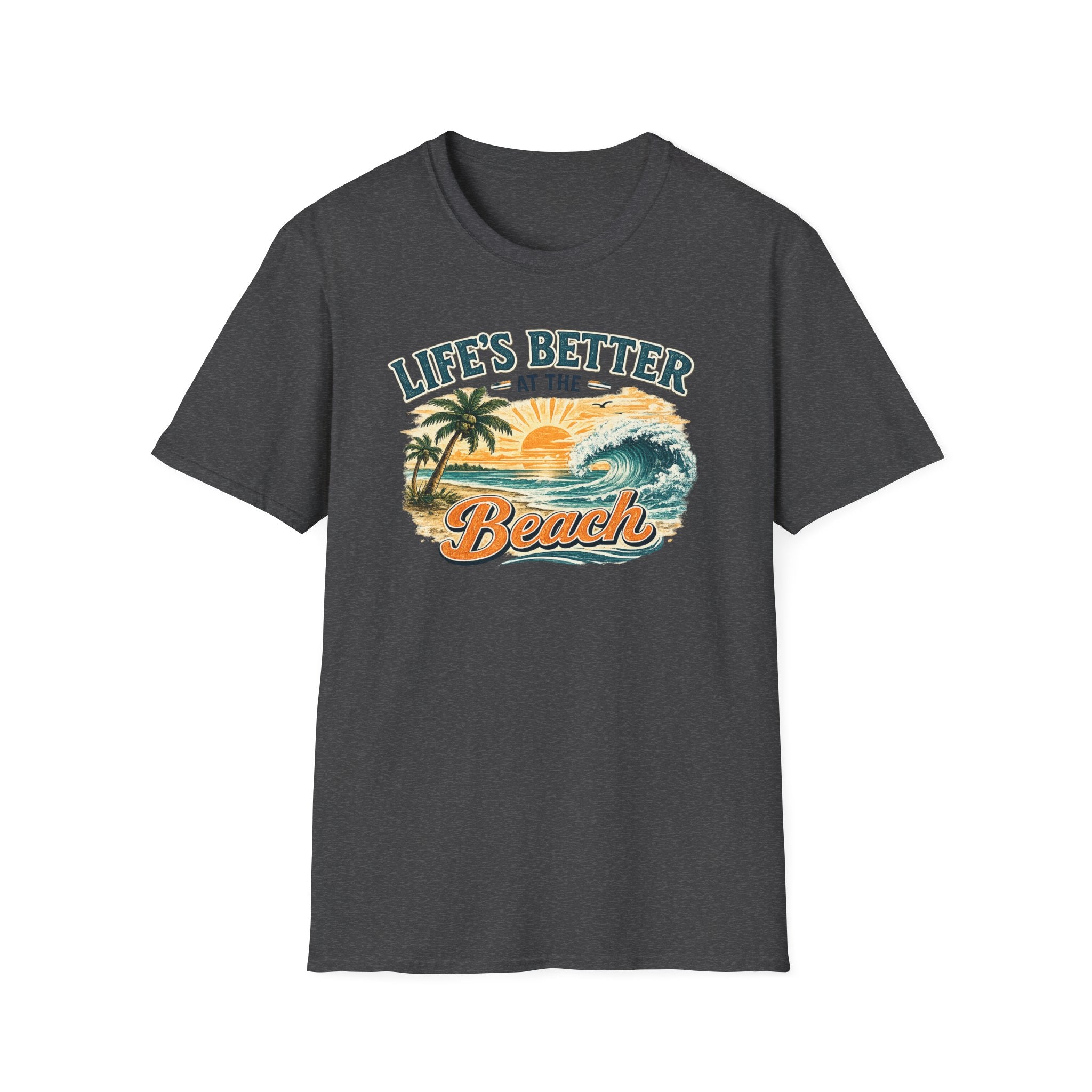 Beach T-Shirt — “Life’s Better at the Beach” Vintage Sunset Tee