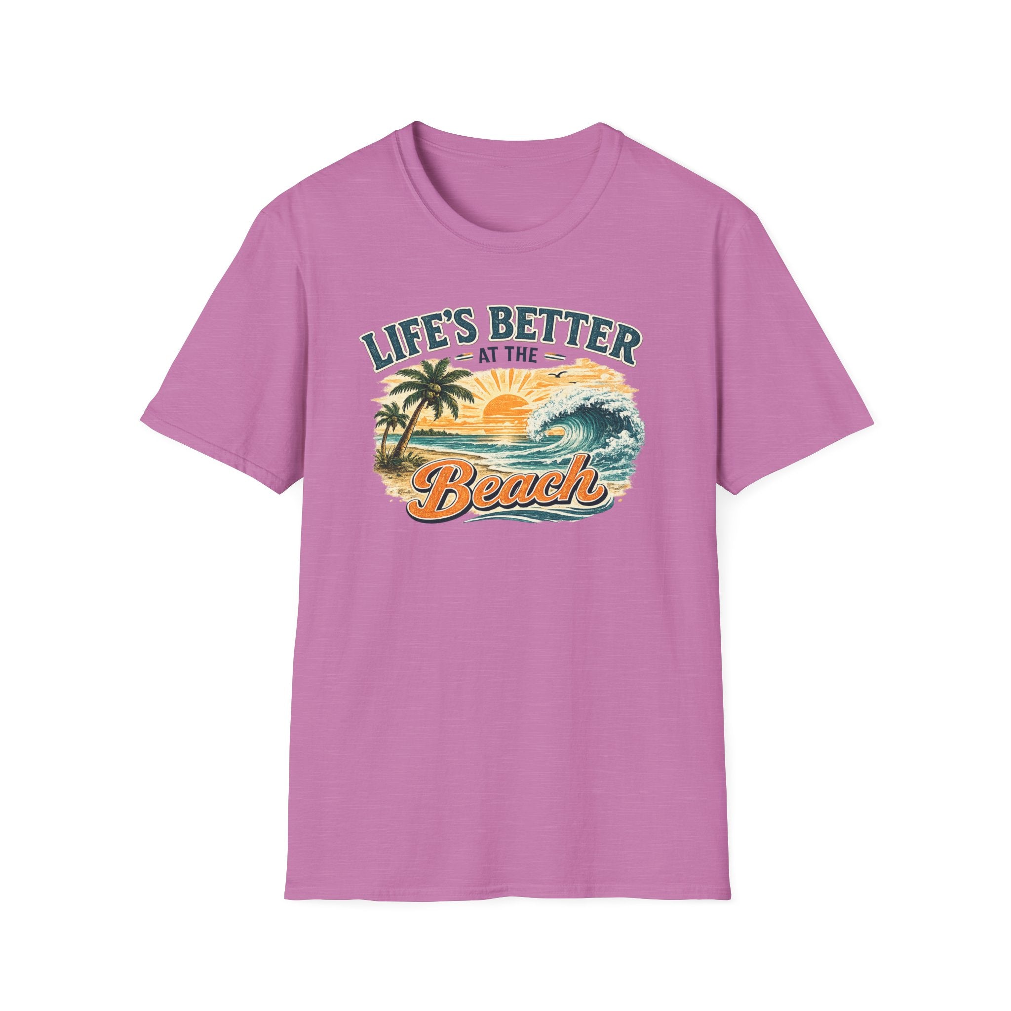 Beach T-Shirt — “Life’s Better at the Beach” Vintage Sunset Tee