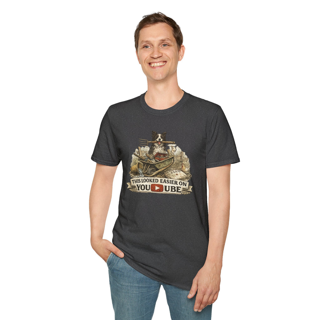 T-Shirt — "This Looked Easier on YouTube" Funny Gardening Dog Tee