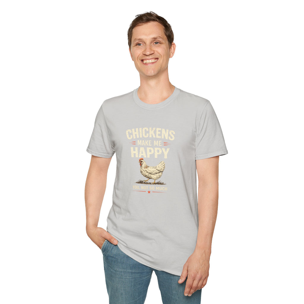 Chickens Make Me Happy T‑Shirt — Funny Chicken Lover Farm Animal Tee