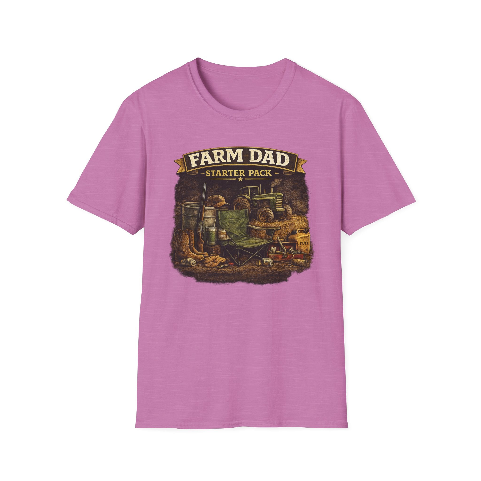 Farm Dad T-Shirt — "Farm Dad Starter Pack" Vintage Tractor Tee