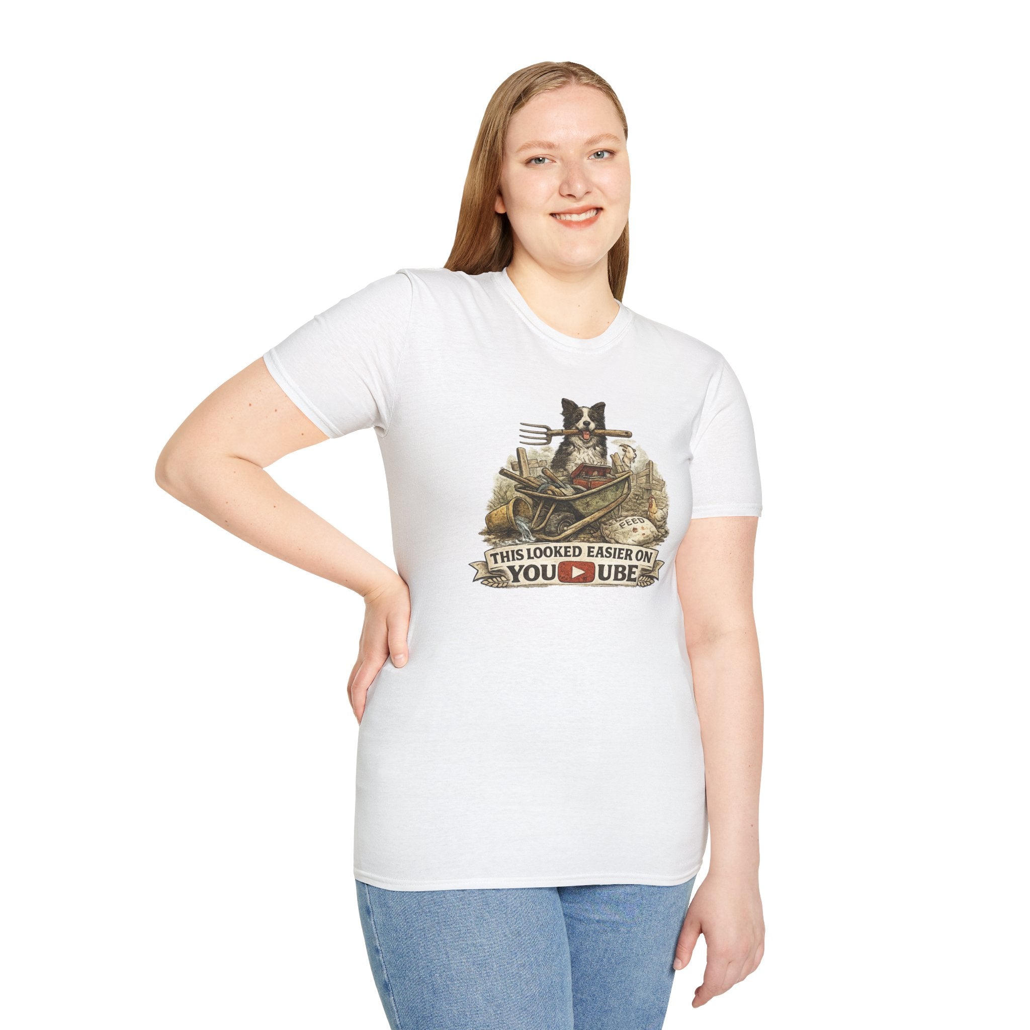 T-Shirt — "This Looked Easier on YouTube" Funny Gardening Dog Tee